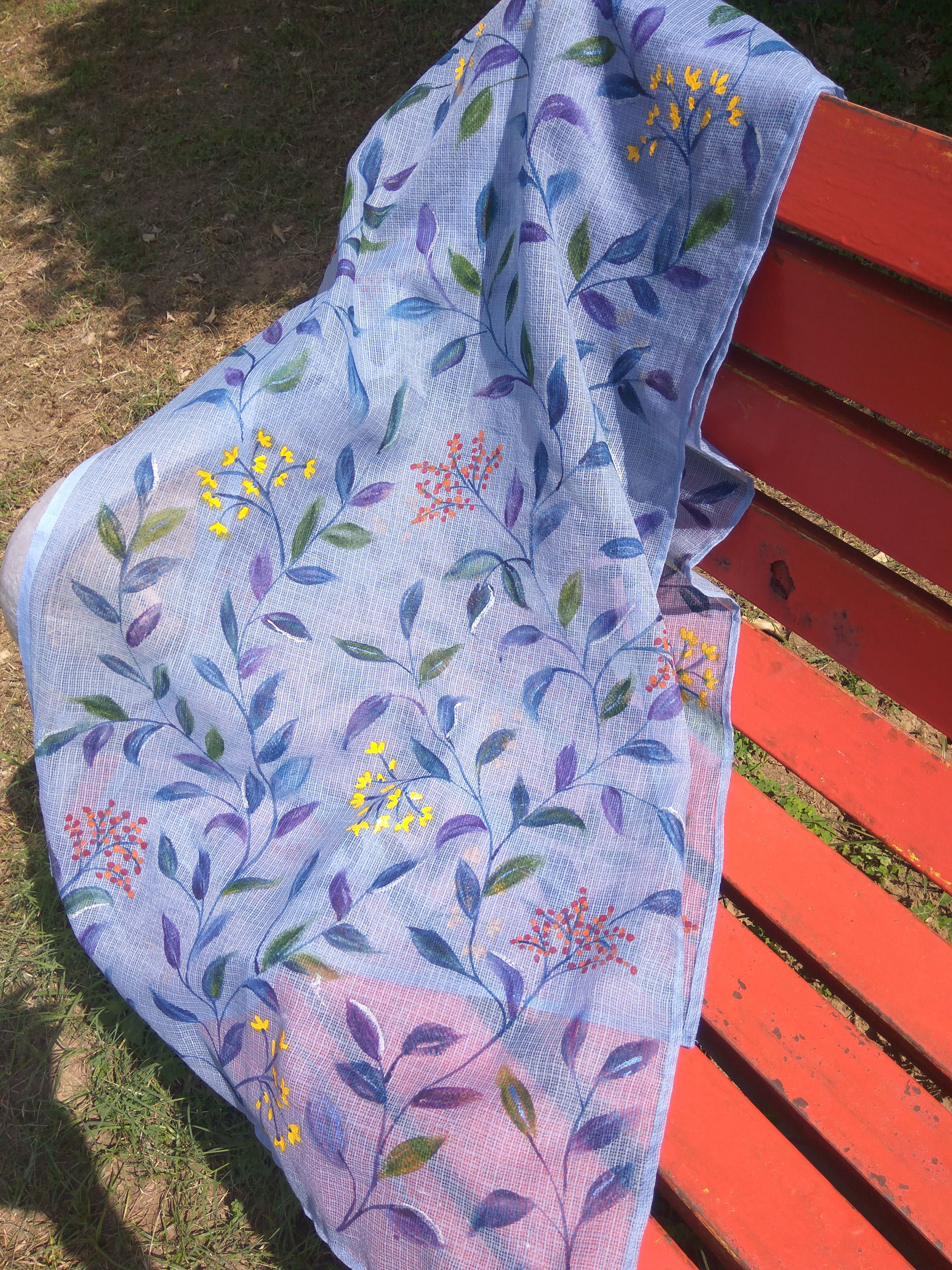 Hand Painted Lilac Scarf