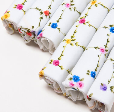 Handkerchiefs (Ladies) "Operagirl" White Base Floral Printed Pack of 6pcs