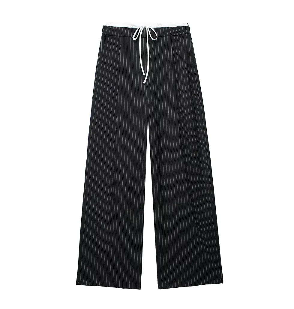 Thumbnail: HXAO 2024 Women's Pants Baggy Wide Pants Woman Fashion Black Trousers Casual Hig