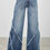 Thumbnail: Mid Rise Wide Leg Frayed Seam Jeans