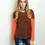 Thumbnail: Orange and Black Mesh long sleeves women's top