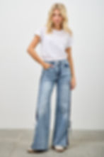 High Rise Contrast Wide Leg Jeans With Ribbon Tie www.jkembers.com