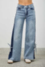 High Rise Contrast Wide Leg Jeans With Ribbon Tie www.jkembers.com