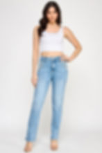 High Rise Straight With Button Pocket Jeans www.jkembers.com