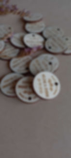 Miniature : 100 étiquettes en bois, breloques logo personnalisé, tags, médaille