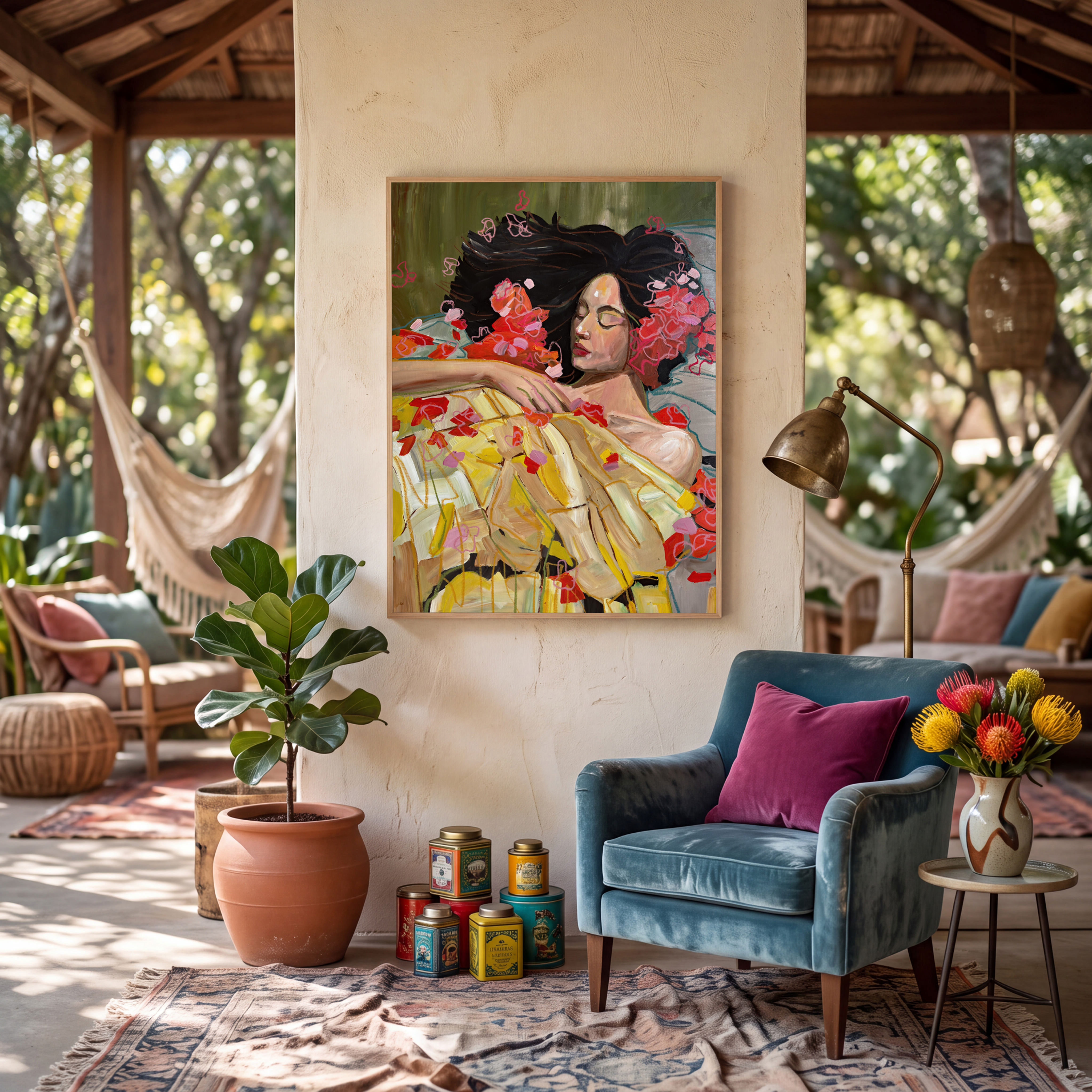 Tucked in With Roses - Original Painting