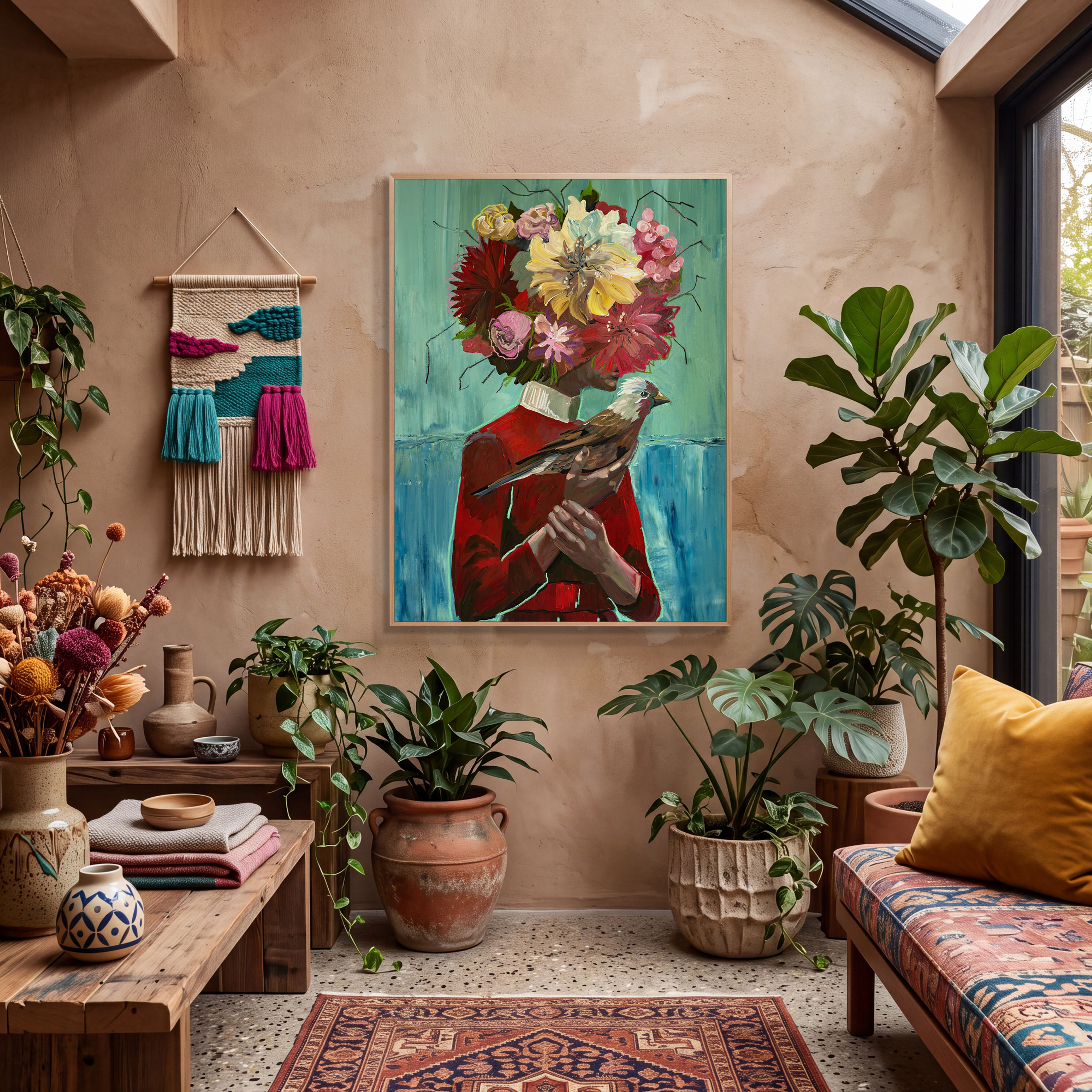 Flowers and Finch - Original Painting