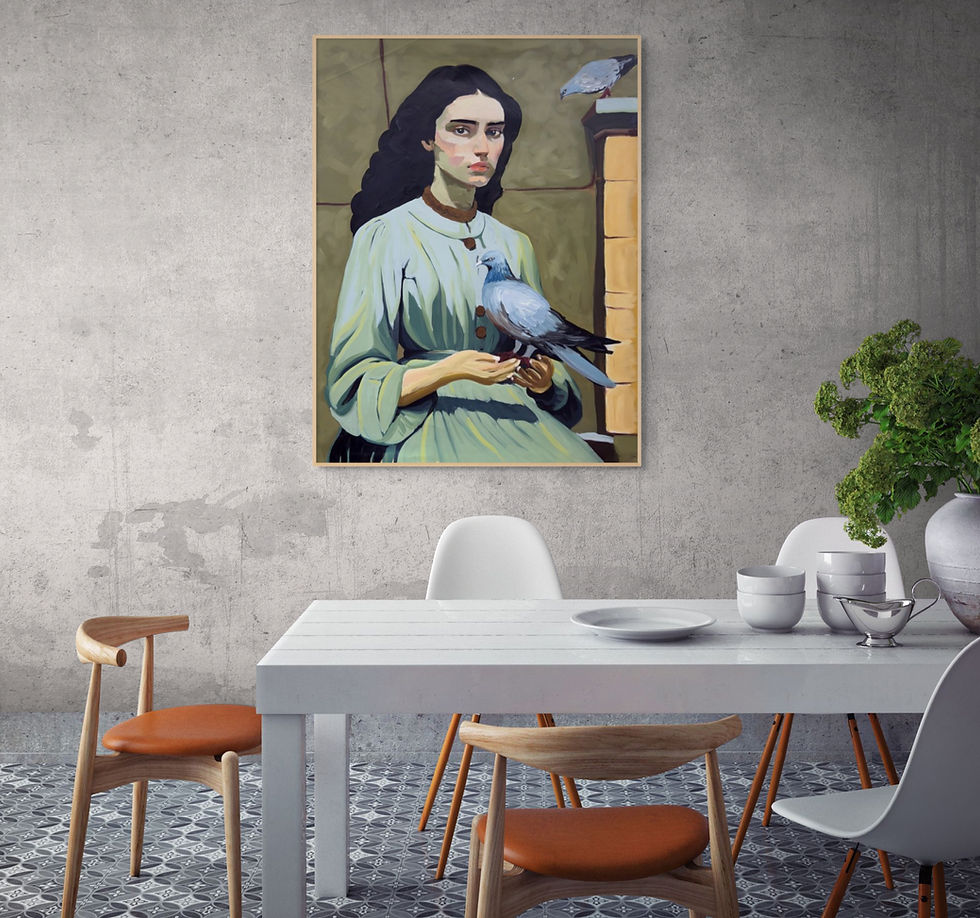 Thumbnail: The bird beside her Canvas Print