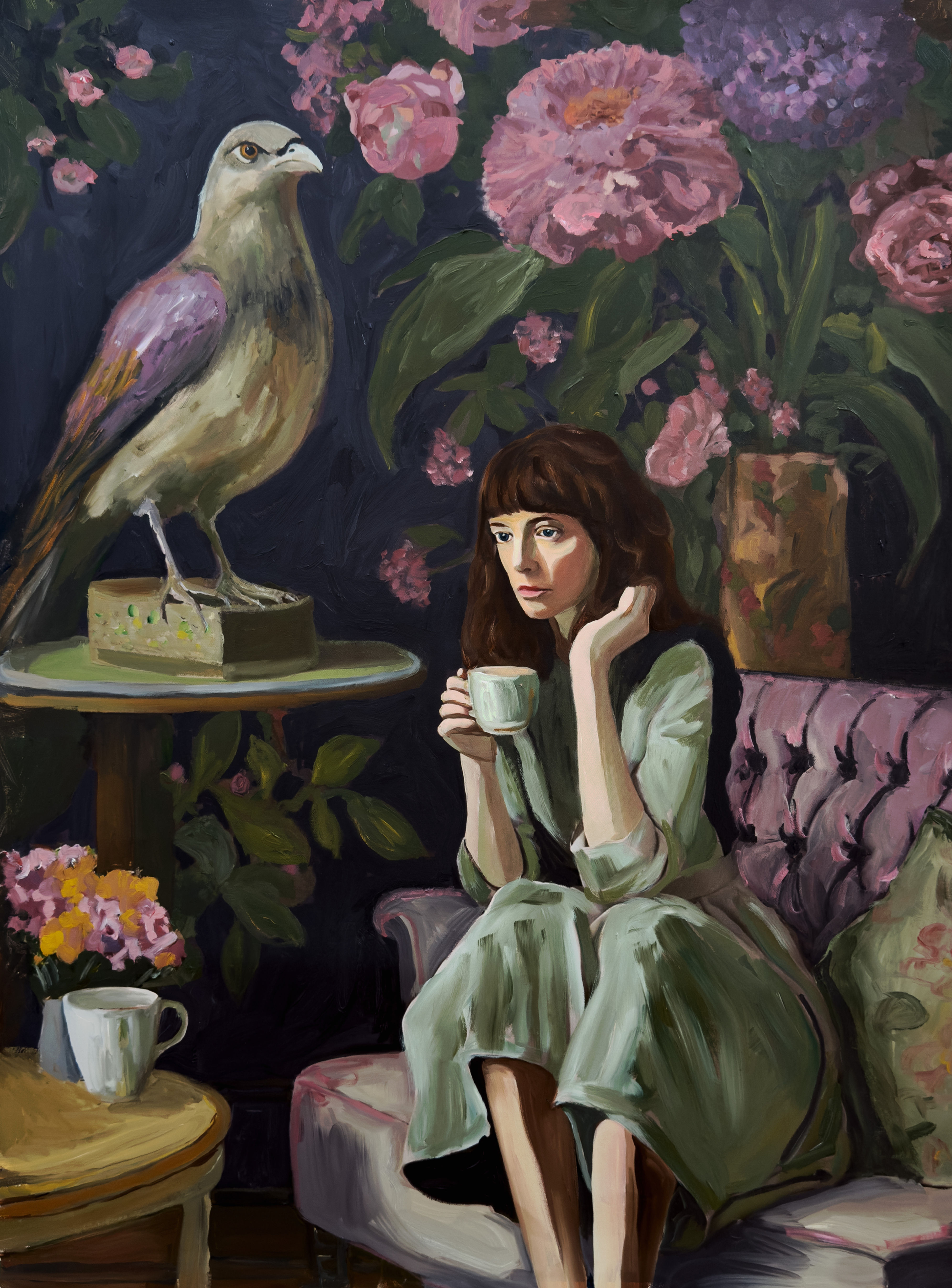 Tea with the birds Canvas Print