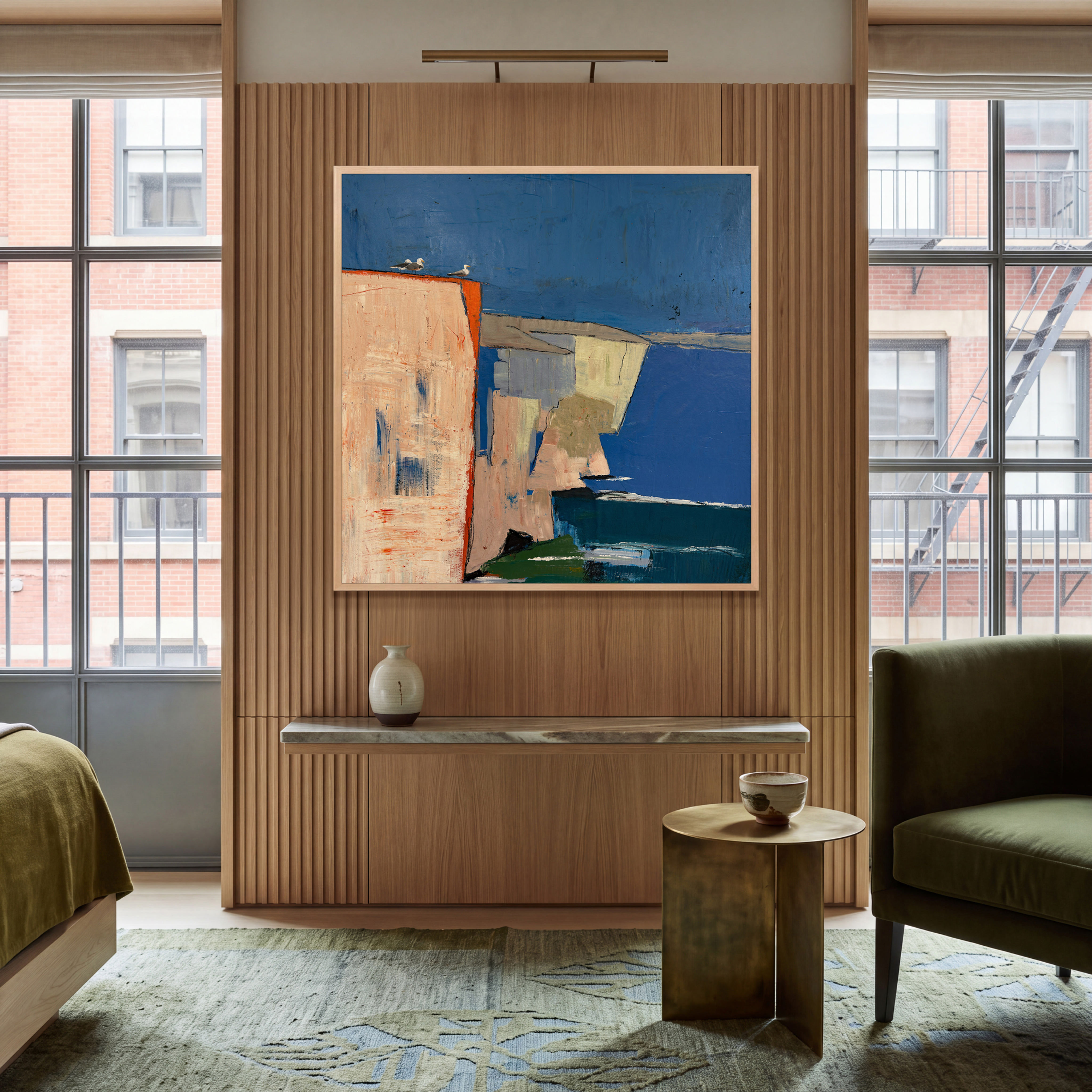 Seaside Conversation - UNFRAMED CONTEMPORARY Original Painting