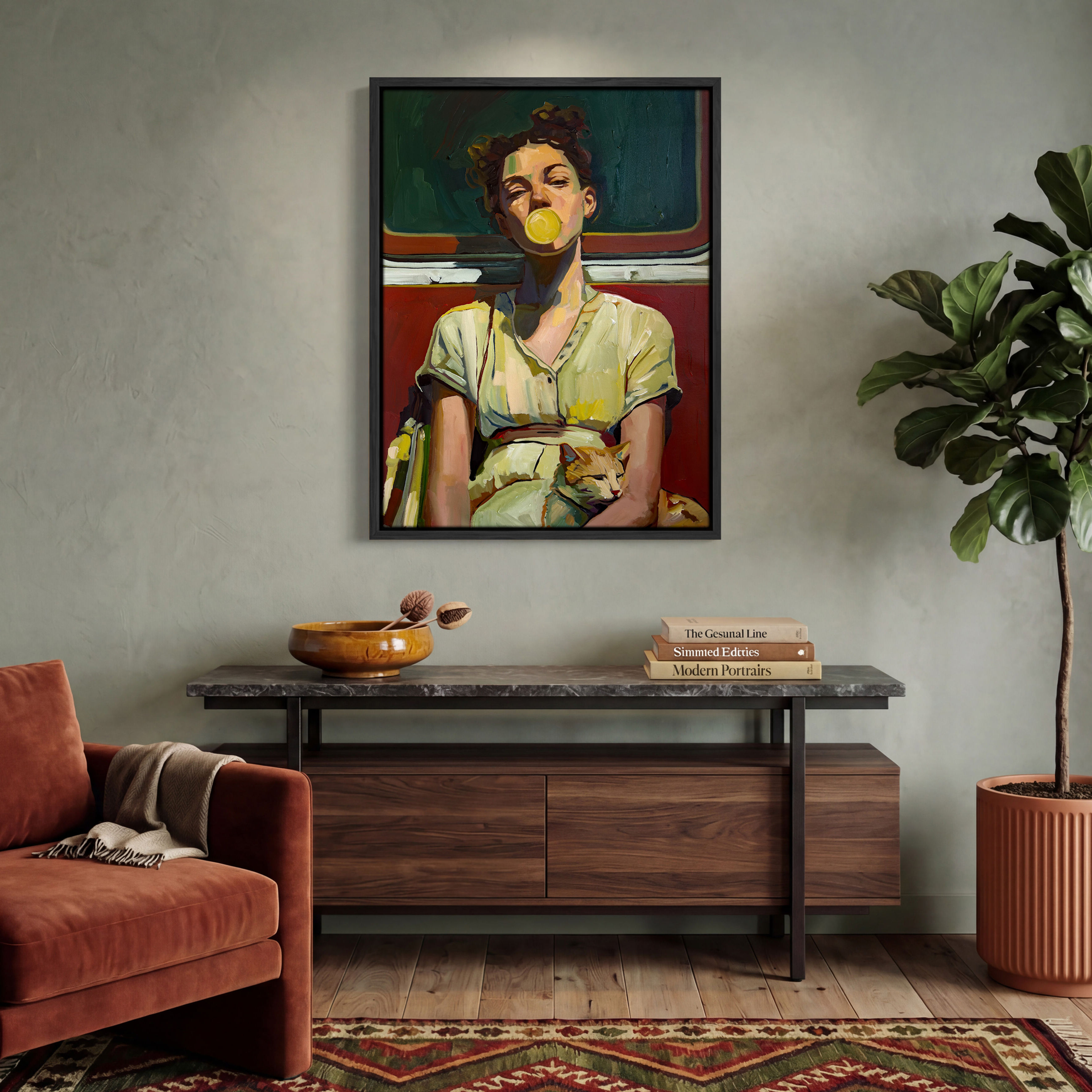 Train Ride with Tabby - Canvas Print*