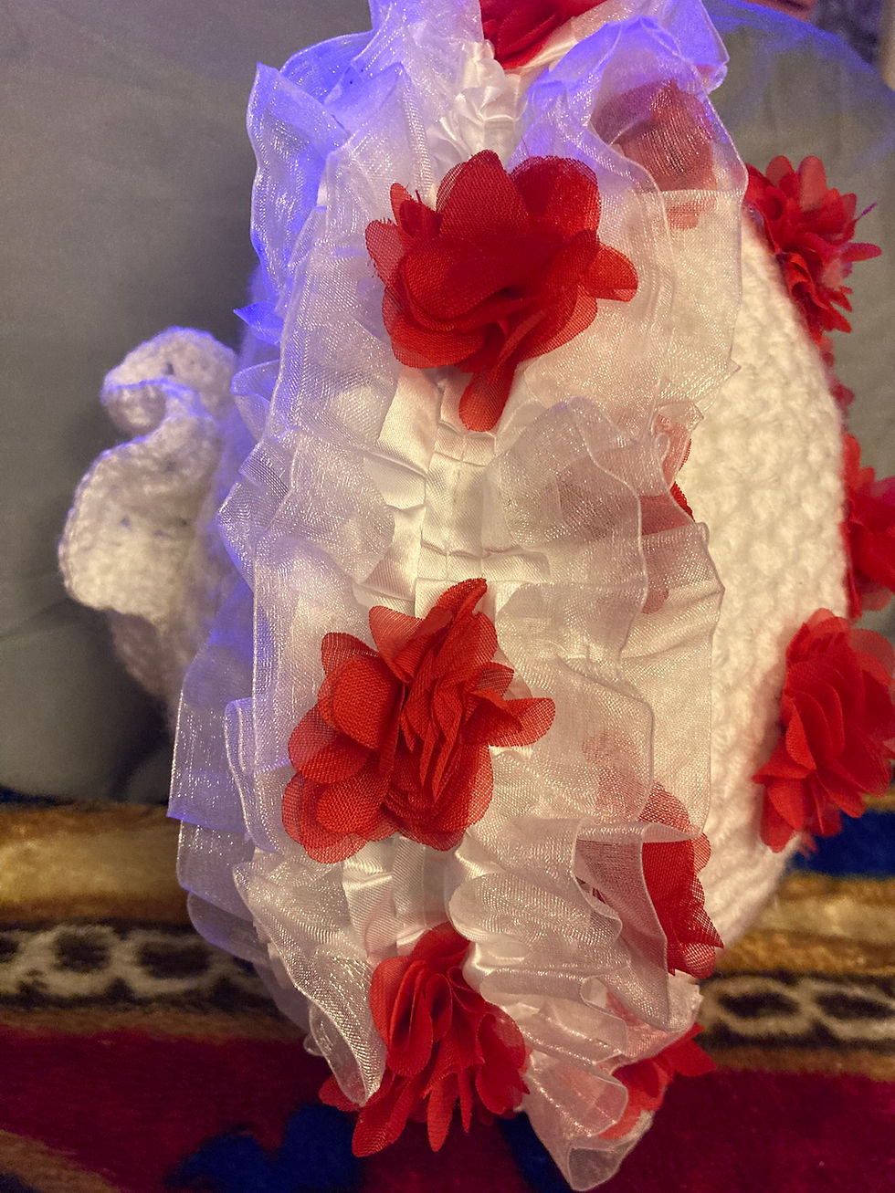 Thumbnail: SOLD -  WHITE ROYAL ROSES WEDDING PILLOW