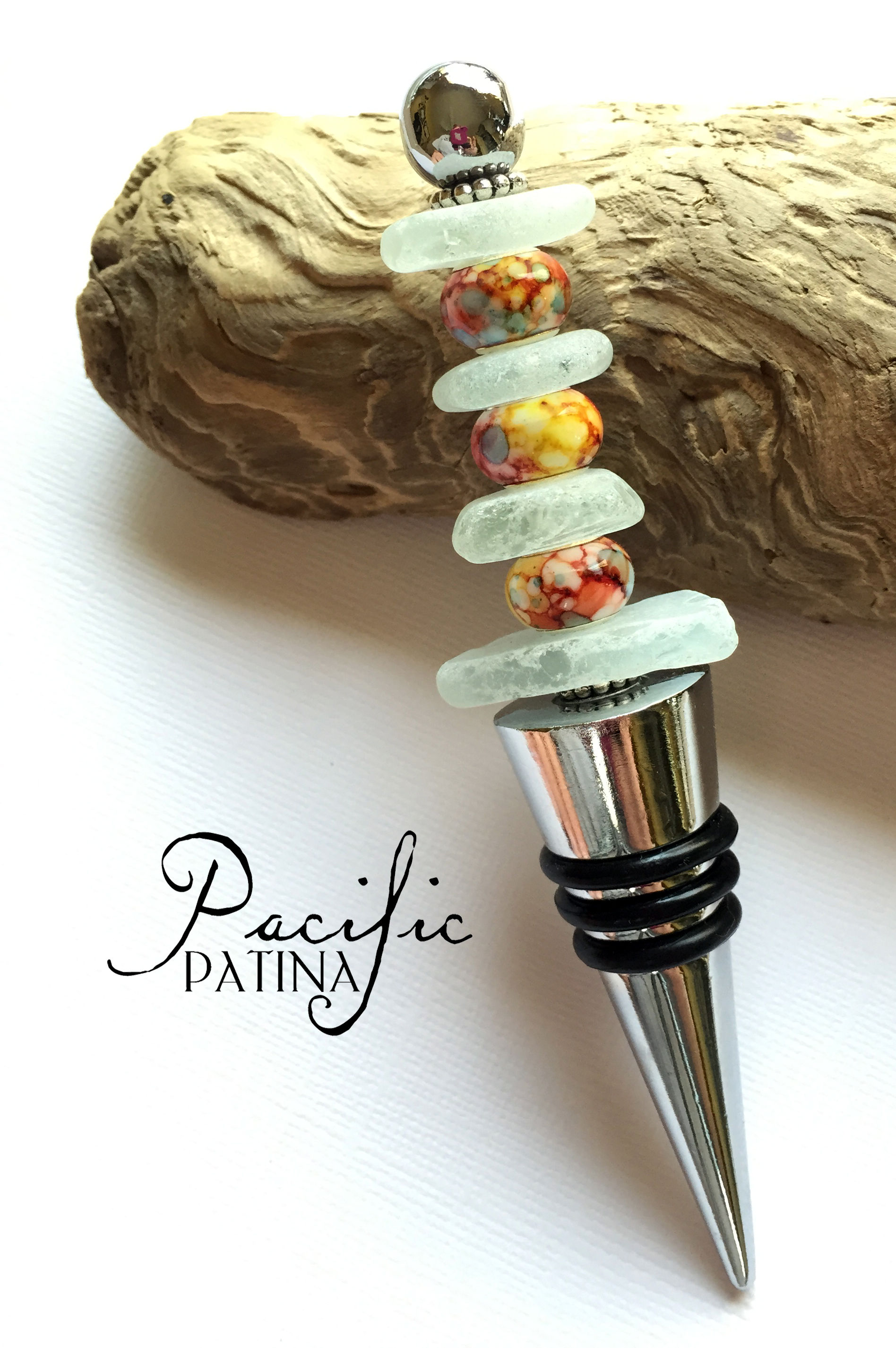 Sea Glass Stopper - Icy Pale Blue