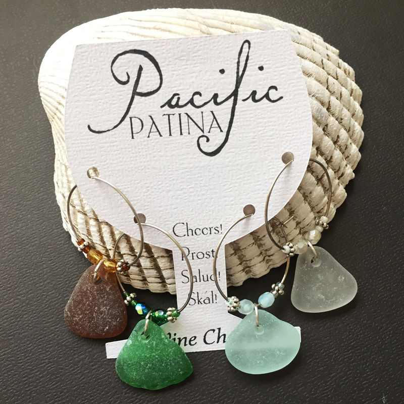 Thumbnail: Sea Glass Wine Charms - Sampler Colors