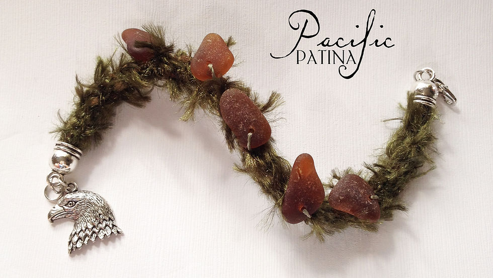 Thumbnail: Pine Tree Bracelet with Sea Glass Pine Cones