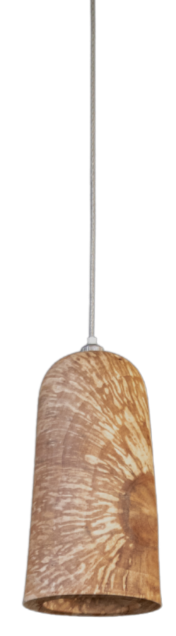 Handgemaakte houten hanglampen van Thierry Vanhoeck, verschillende vormen en houtsoorten