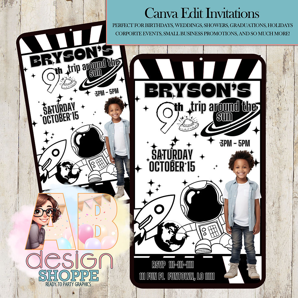 Black and White Space Party Invitation | Canva Edit