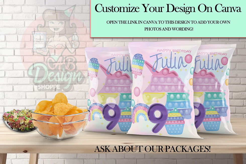 Pastel Pop It Chip Bag | Canva Edit
