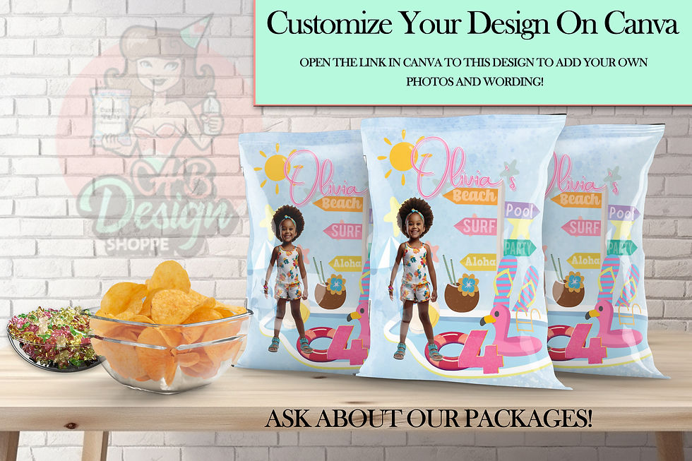 Swimming Party Chip Bag | Canva Edit