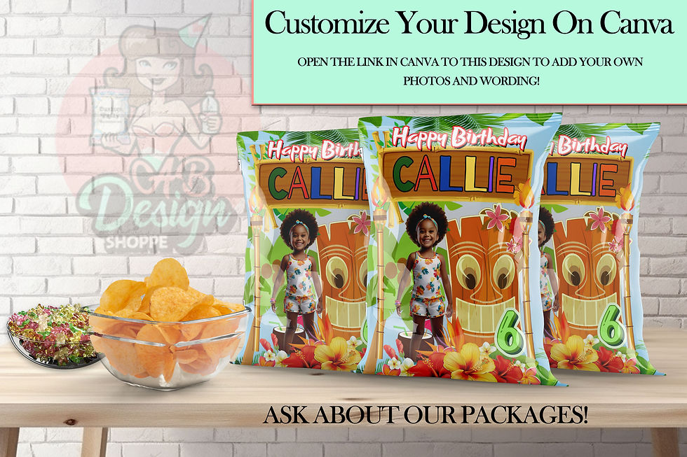Luau Party Chip Bag | Canva Edit