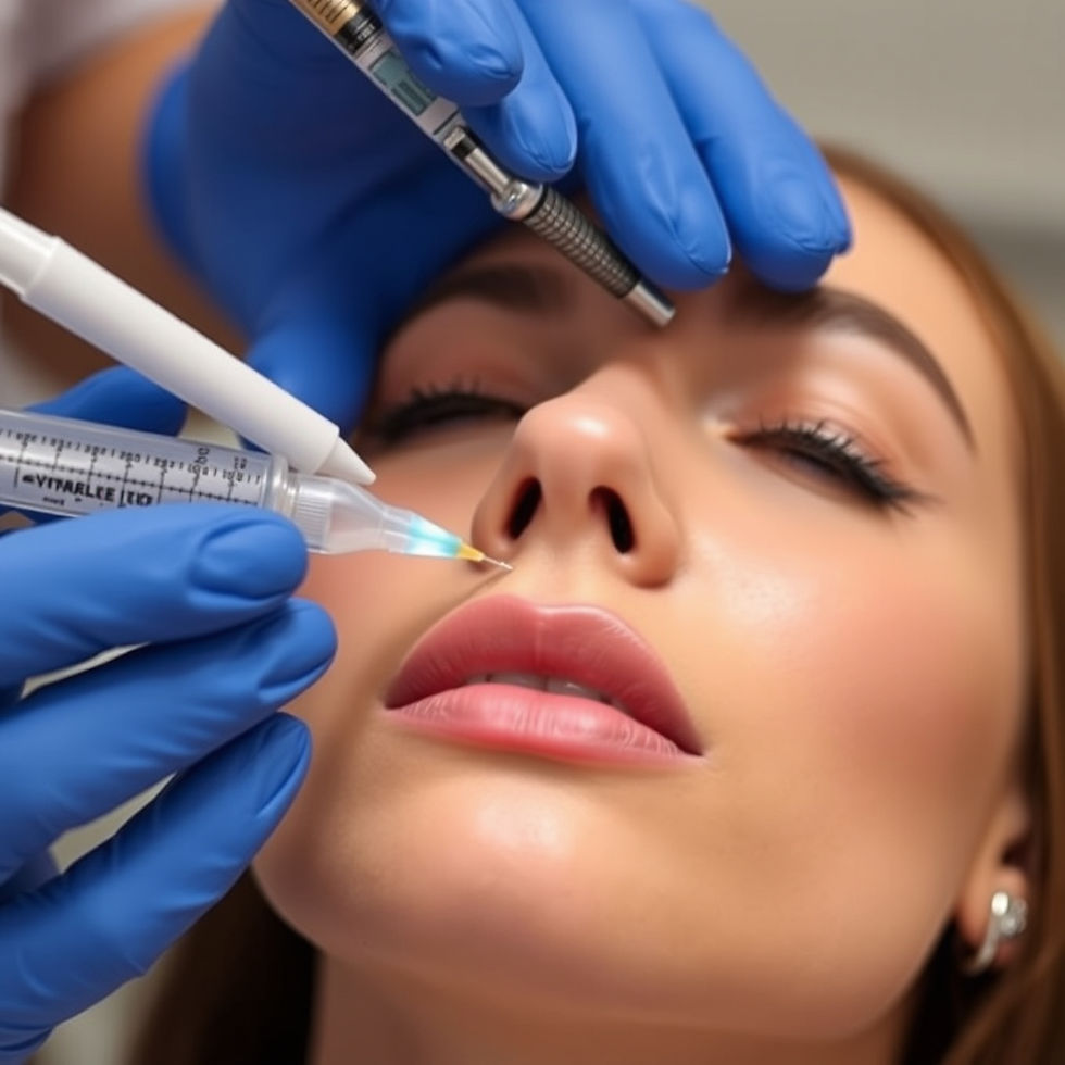 aesthetic model getting lip injection or botox 