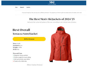 Terracea wins Best Overall Ski Jacket Award