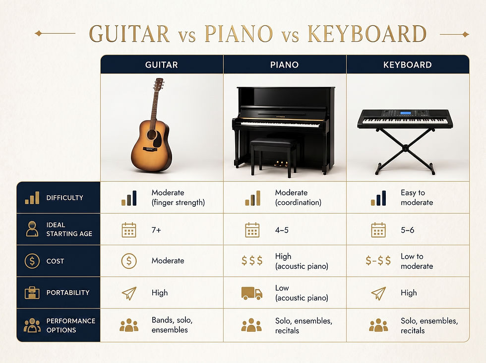 Guitar vs Piano vs Keyboard Comparison