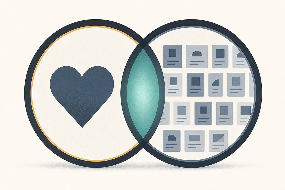 Customer insights path joined by a competitor-research power-up lane