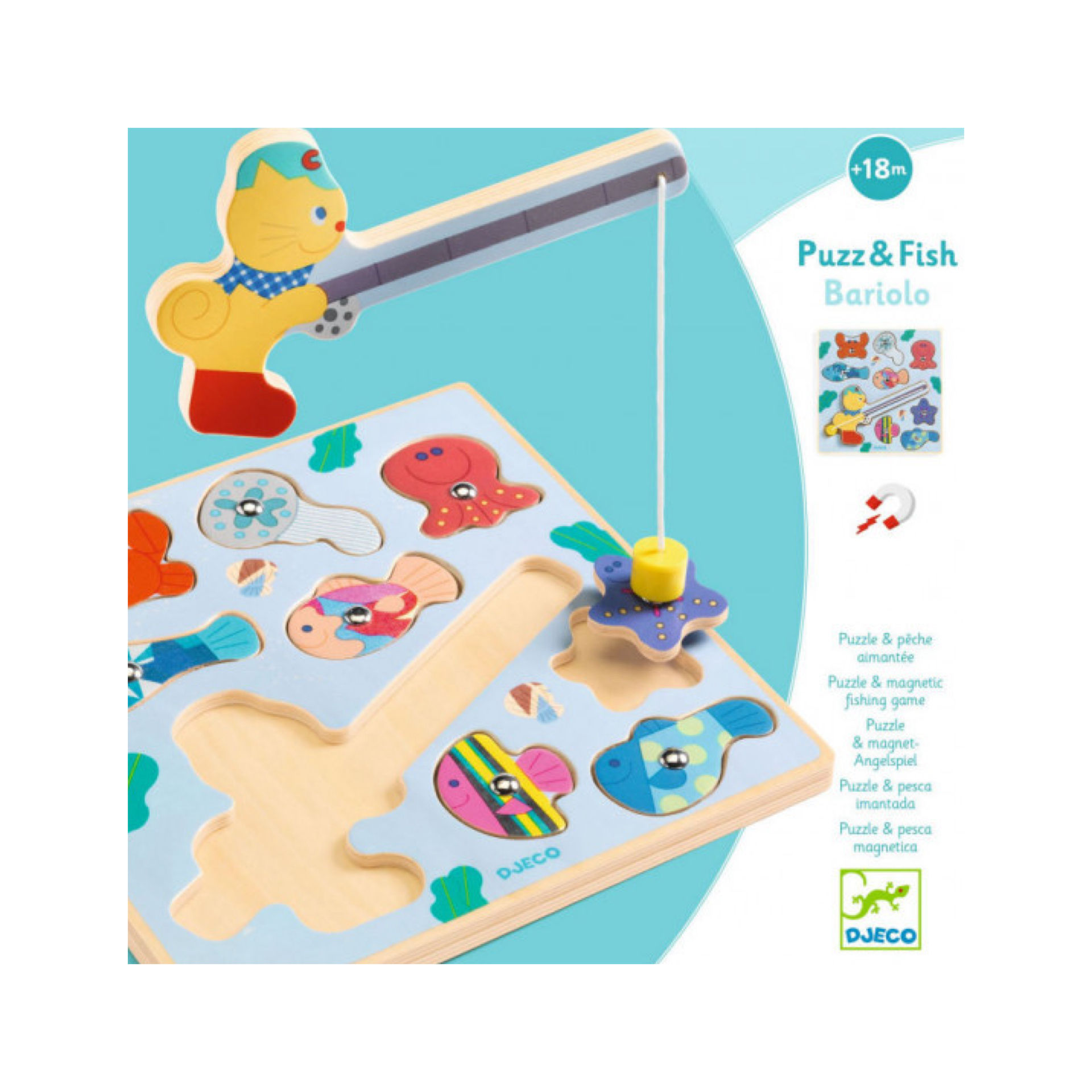 Djeco PUZZLE Bois relief FISH BARIOLO