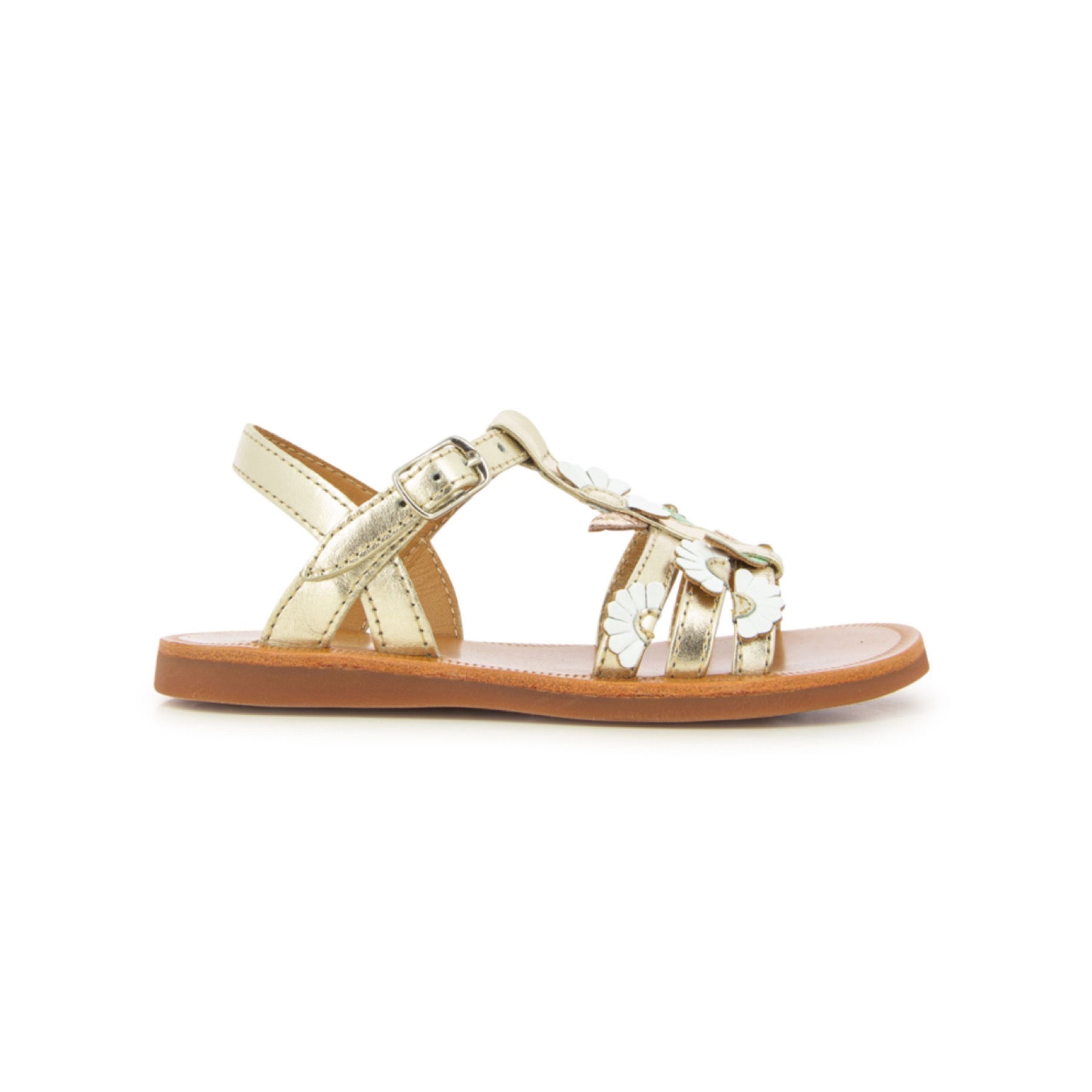 POM D'API Sandales PLAGETTE MULTI DAISY Platine blanc mint