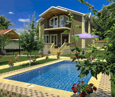 Qebele şəhər Vəndam Qəsəbəsində yerləşir, 3 yataq otagi :
 1 ci yataq otağında 1 taxt yataq 2 nəfərlik
 2 ci yataq otağında  2 tək 2 nəfərlik
 3 cü yataq otağında 3 tək 3 nəfərlik yataq var
 7 nəfərlik Tam yatacaq vardır
 1 qonaq otağında əlavə  1  açılan Divan vardir, 2 nəfərlik.
 1 mətbəx
 2 hamam, 3 ws (hər iki Mərtəbədə və həyətədə)
 1 qonaq otağı +Stol Stul ,Tv ,Divan ilə
 6 sot həyət, Böyük divar mangali
 Besetka
 Filtirli Baseyn 6x3m  dərinlik 1.50m
 Istilik Kombi sistemdir