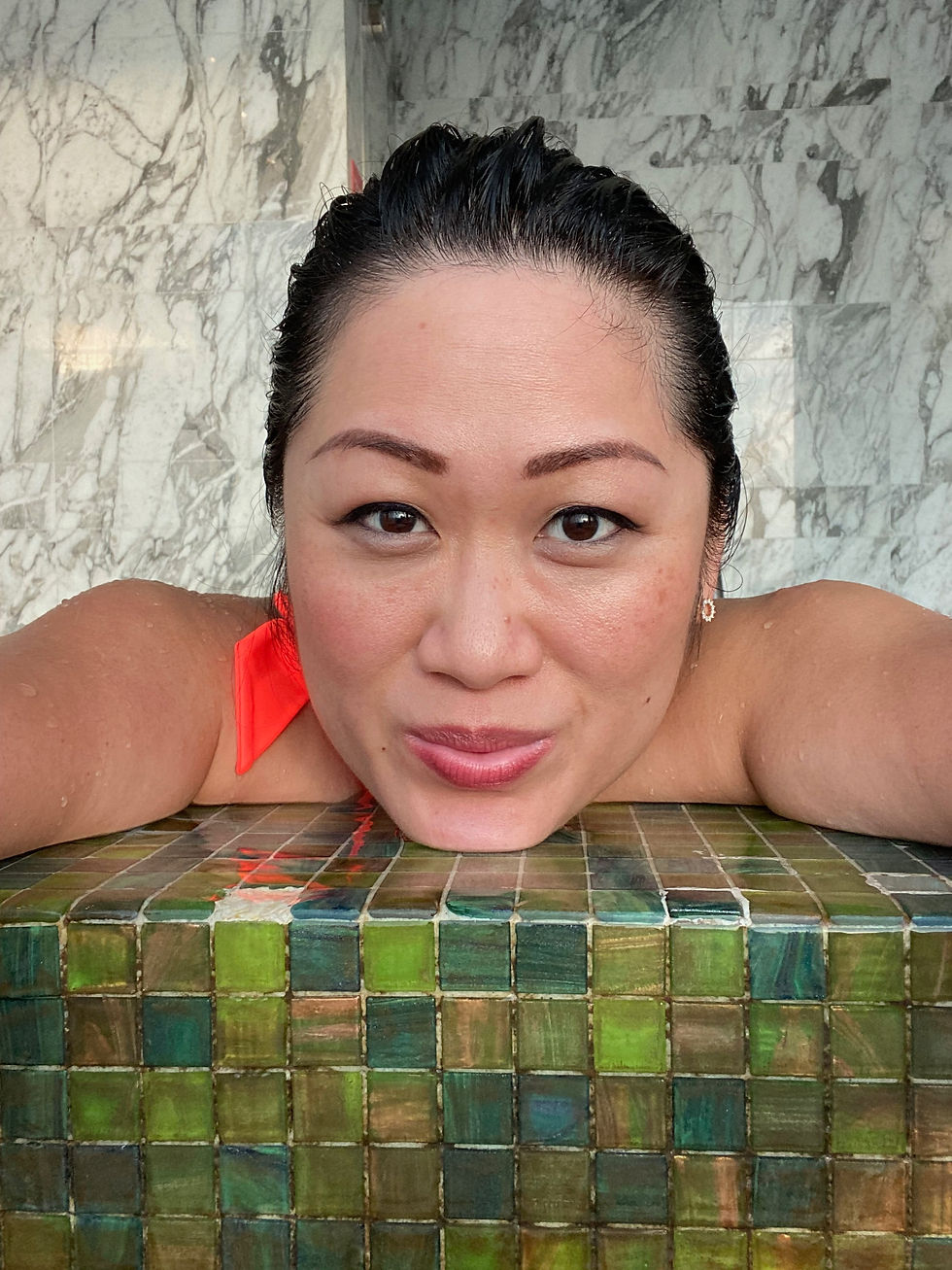Mishell enjoying Hot Tub on Staycation in Westin Singapore