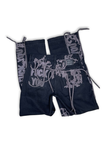 パンツ archive fuck jeans gimmick buggy pants Cracked Fuck You Denim | Ritten