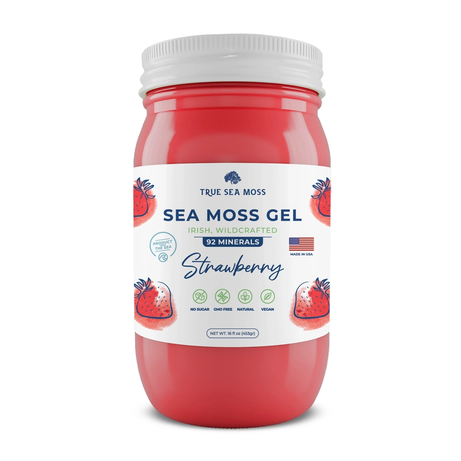 TrueSeaMoss Strawberry Sea Moss Gel, 92 Minerals, 16oz