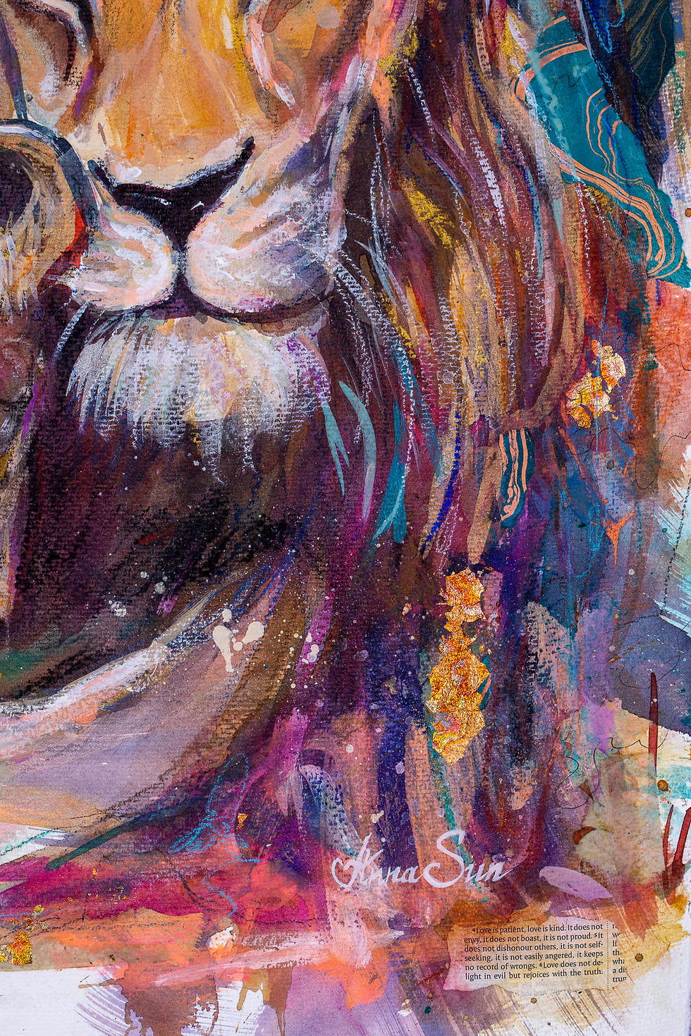 Thumbnail: "Loyal to Love" original mixed media painting on paper 56x76cm