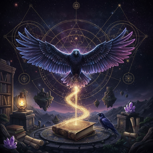 The Crow ascending through the Gnostic sigil