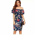 Off Shoulder Dress (Blue Floral)