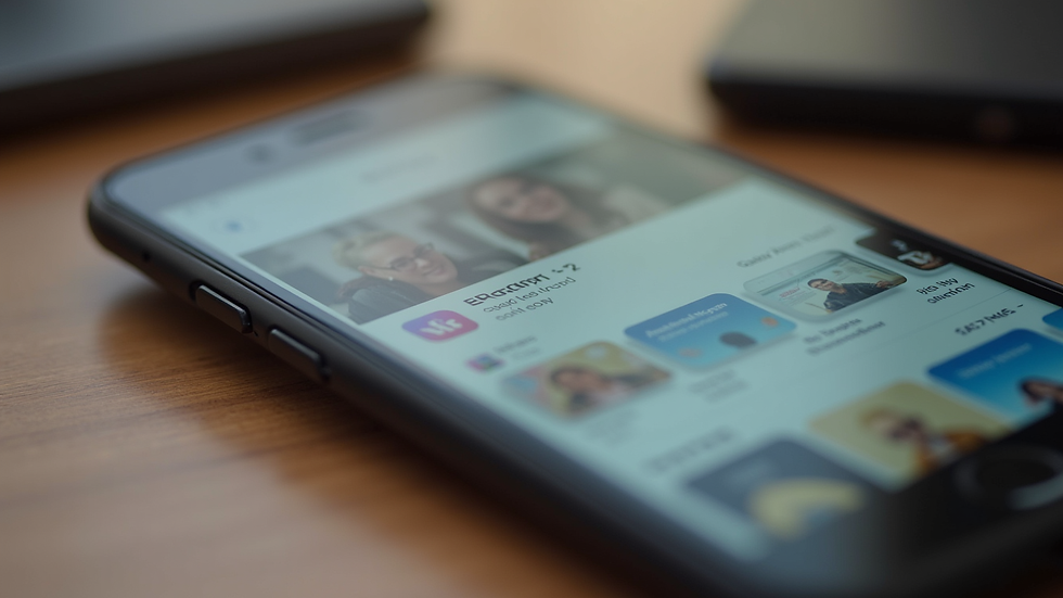 Eye-level view of a smartphone displaying an official app store page