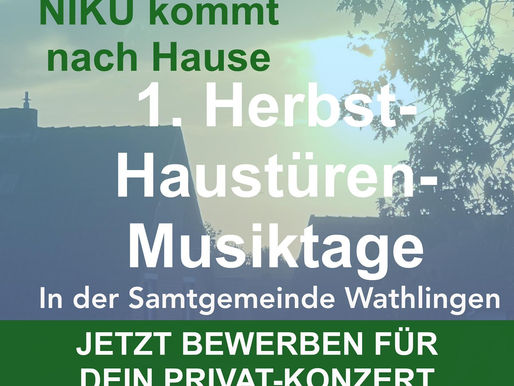 1. Herbst-Kultur Haustüren-Musiktage - jetzt bewerben