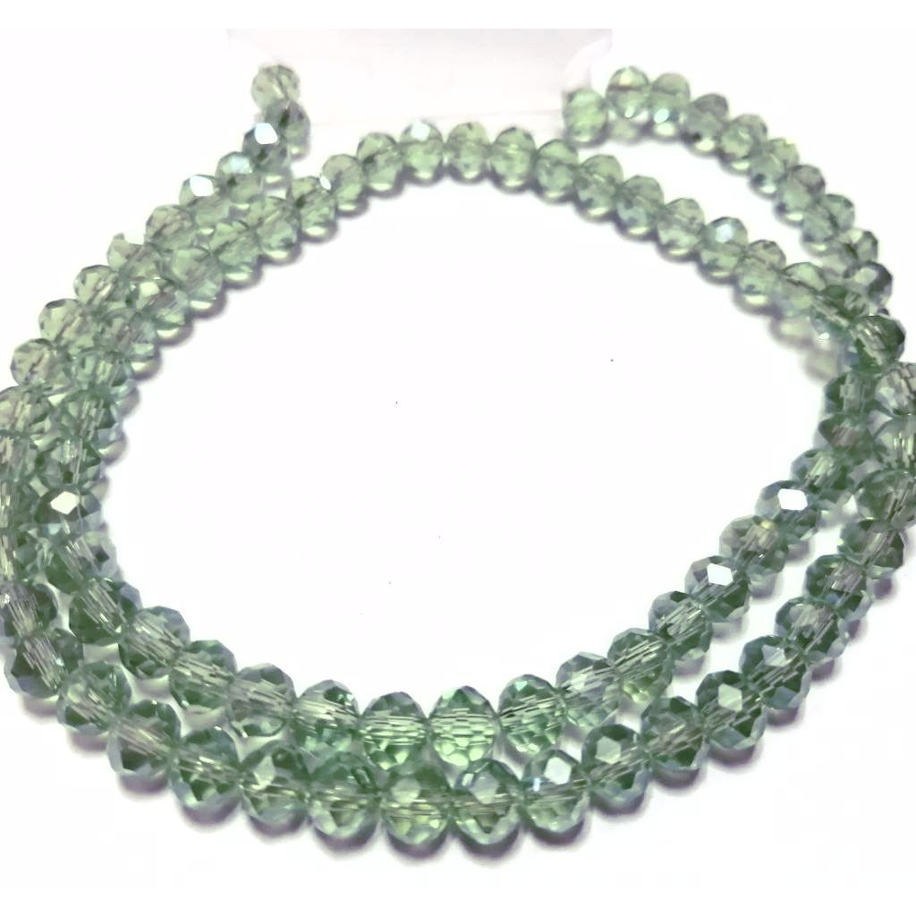 Crystal Beads - 6mm -shiny aqua green- String+/-95pcs