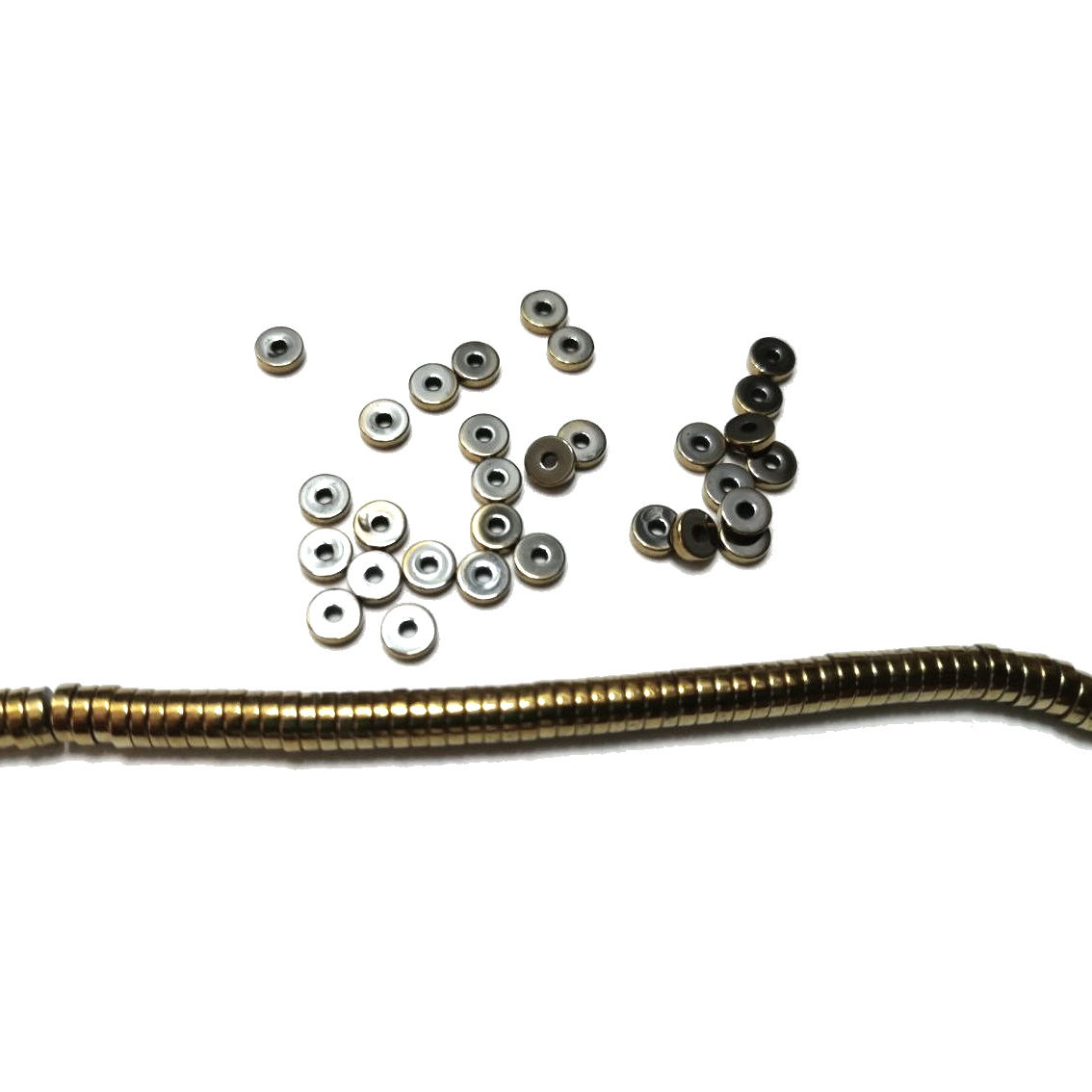 Hematite Beads -4x1mm disc  -gold plated - 30pcs