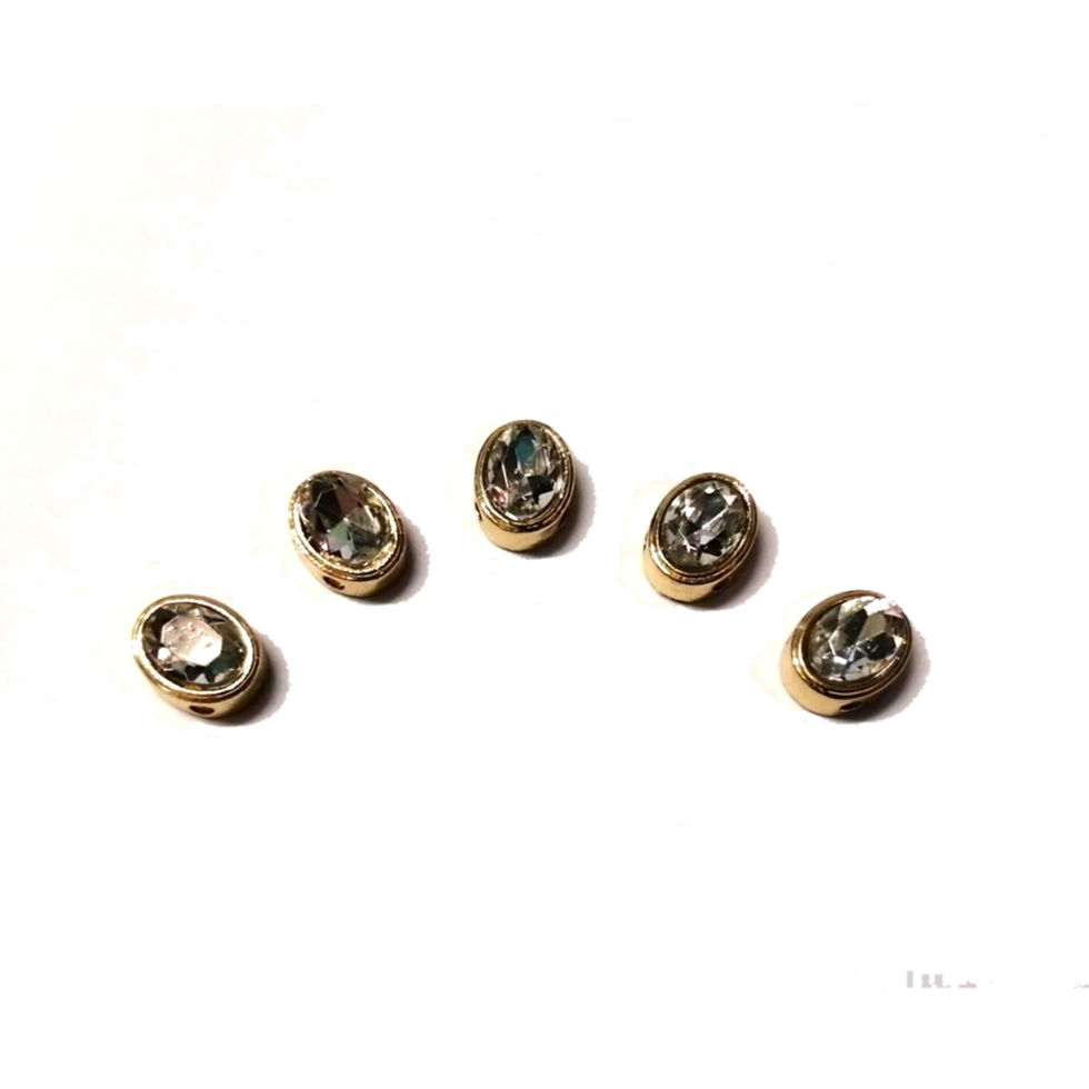 Metal Beads - 5pcs - Gold  - 10x8mm - Holes 2 strings +/- 1.5mm
