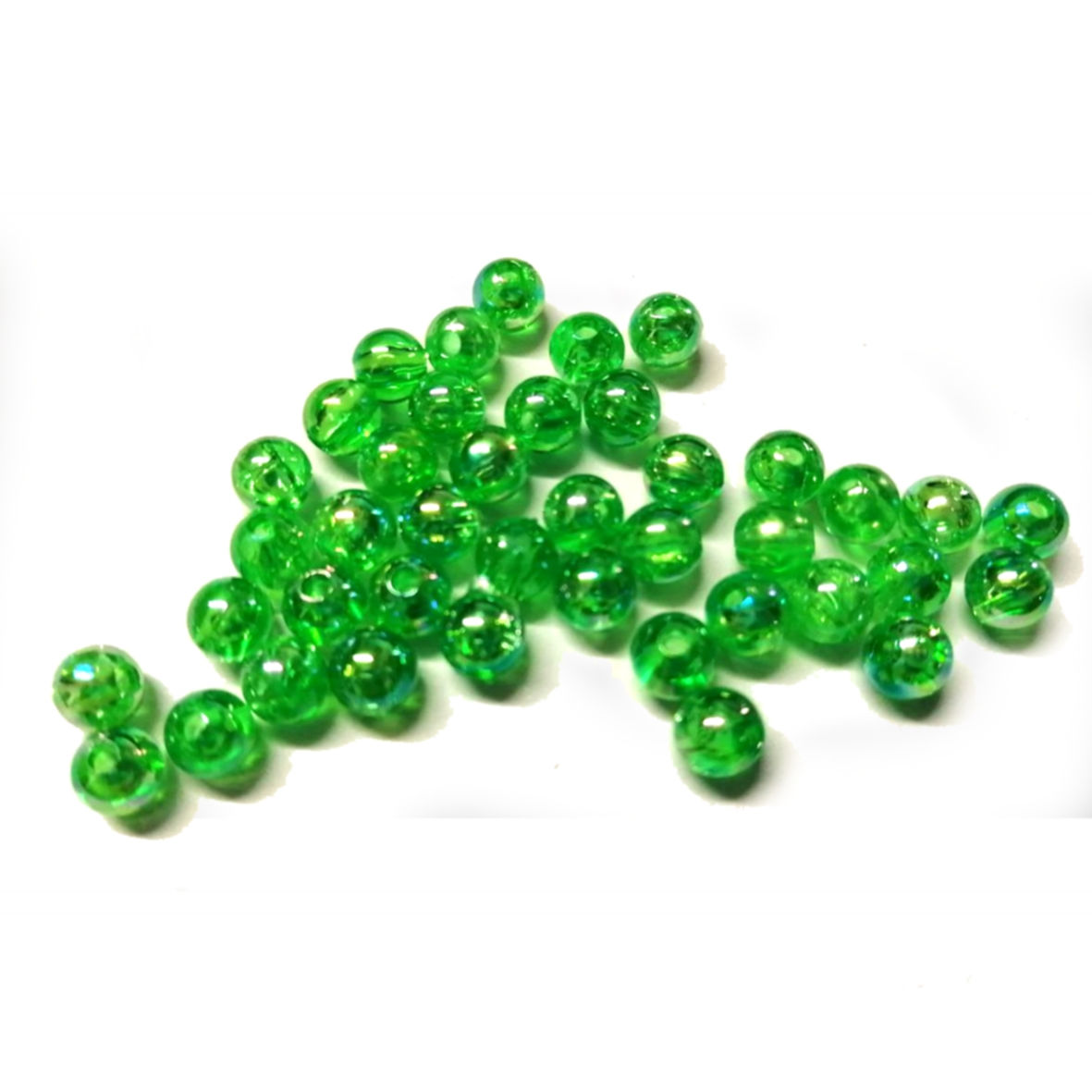 Acrylic Beads - 6mm ball -  40pcs - green - glossy glass optic