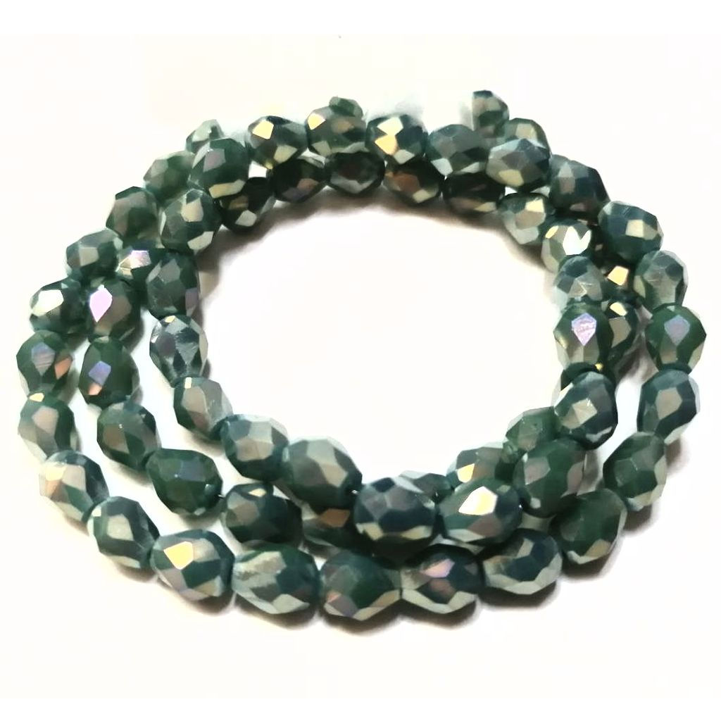 Crystal Beads -7x5mm drops-shiny turquoise blue- String +/-68pcs