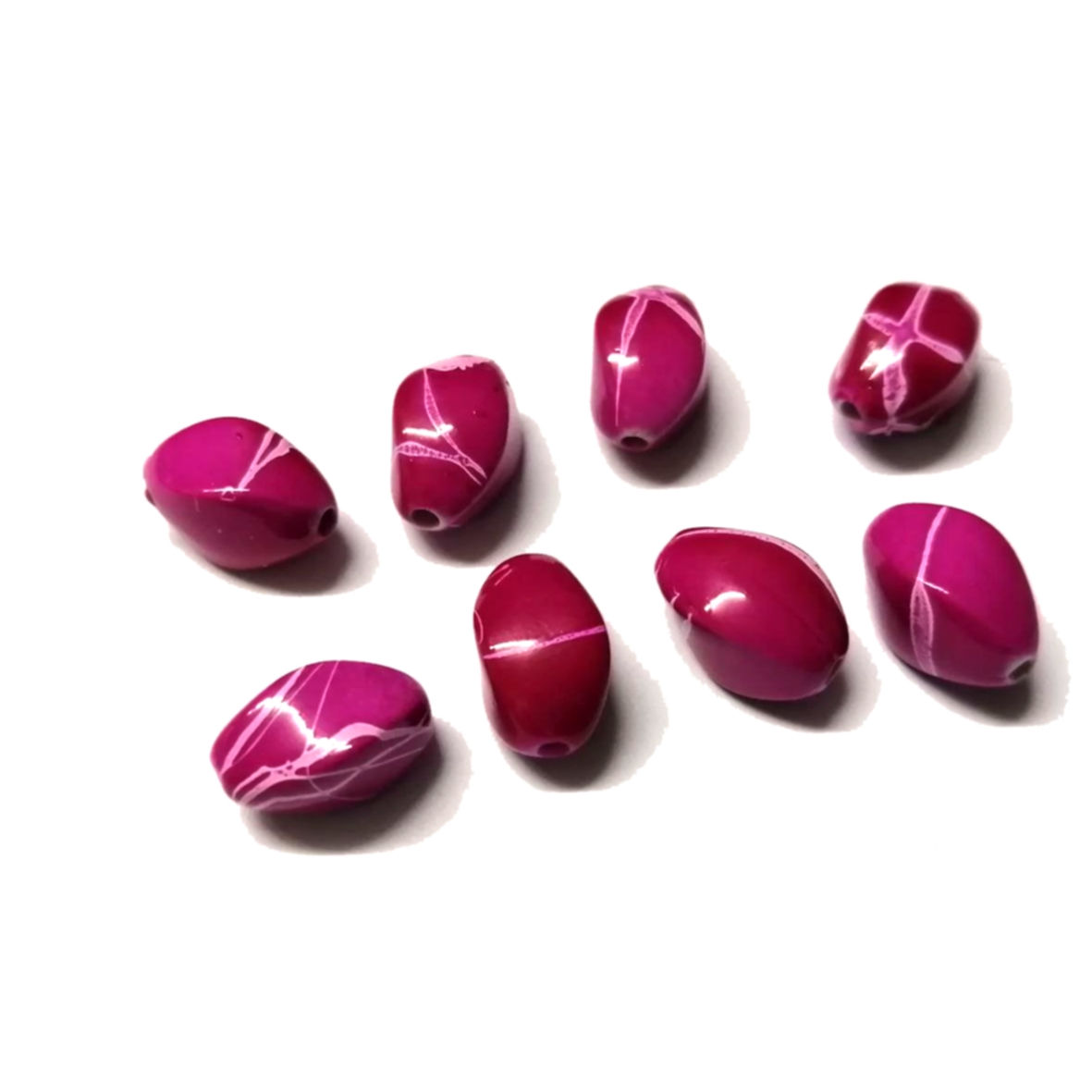 Acrylic Beads - 13x8mm- 8pcs - pink- Ceramic optic