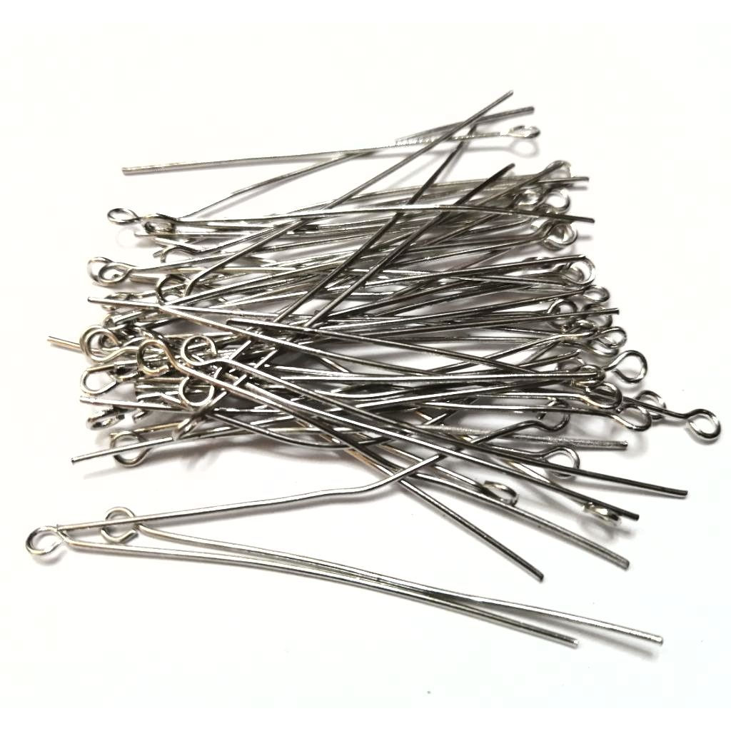 Eye Pin - 50pcs  - 50mm - Rhodium Color