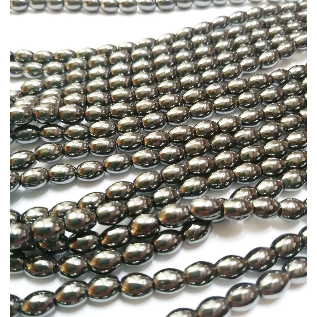Hematite Beads - 60pcs string - 7x4mm -  oval
