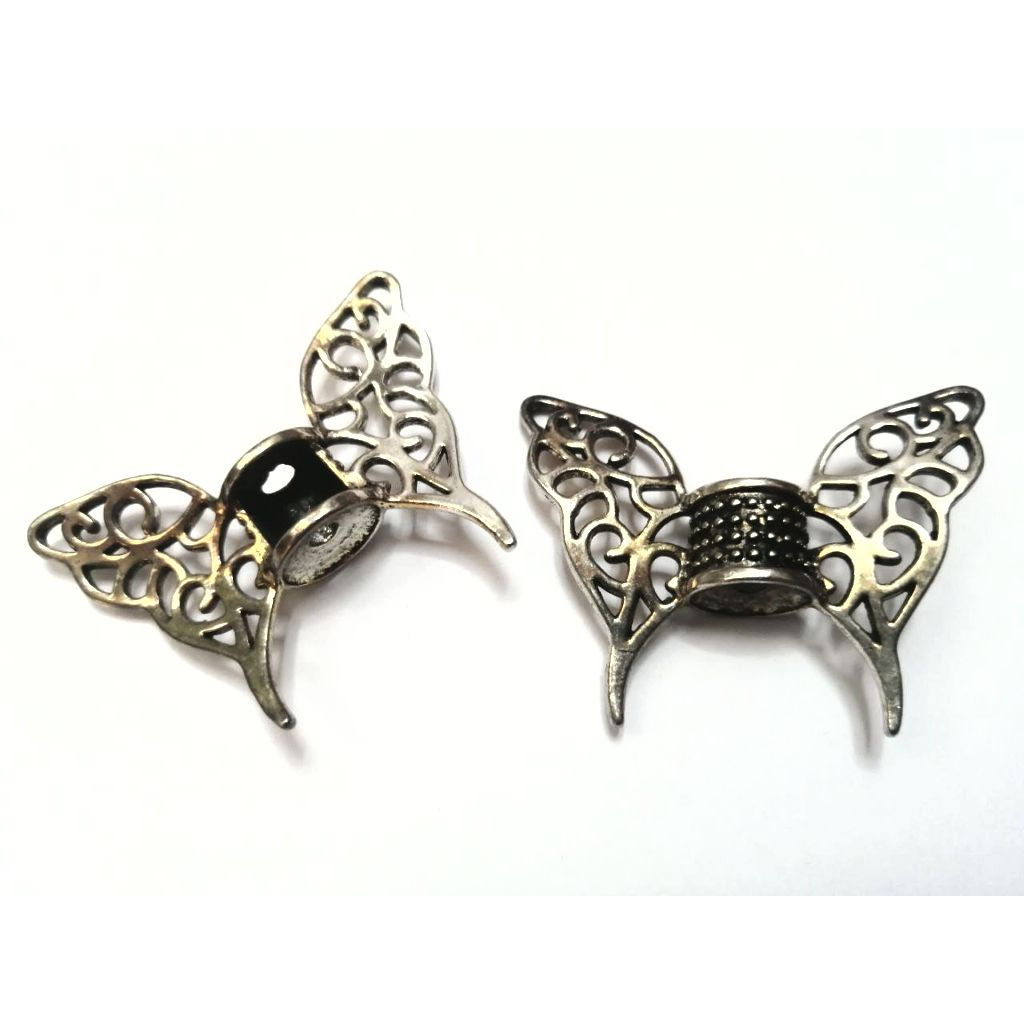 Metal Butterfly Beads - 2pcs  silver - 47x35mm-Hole +/- 3mm