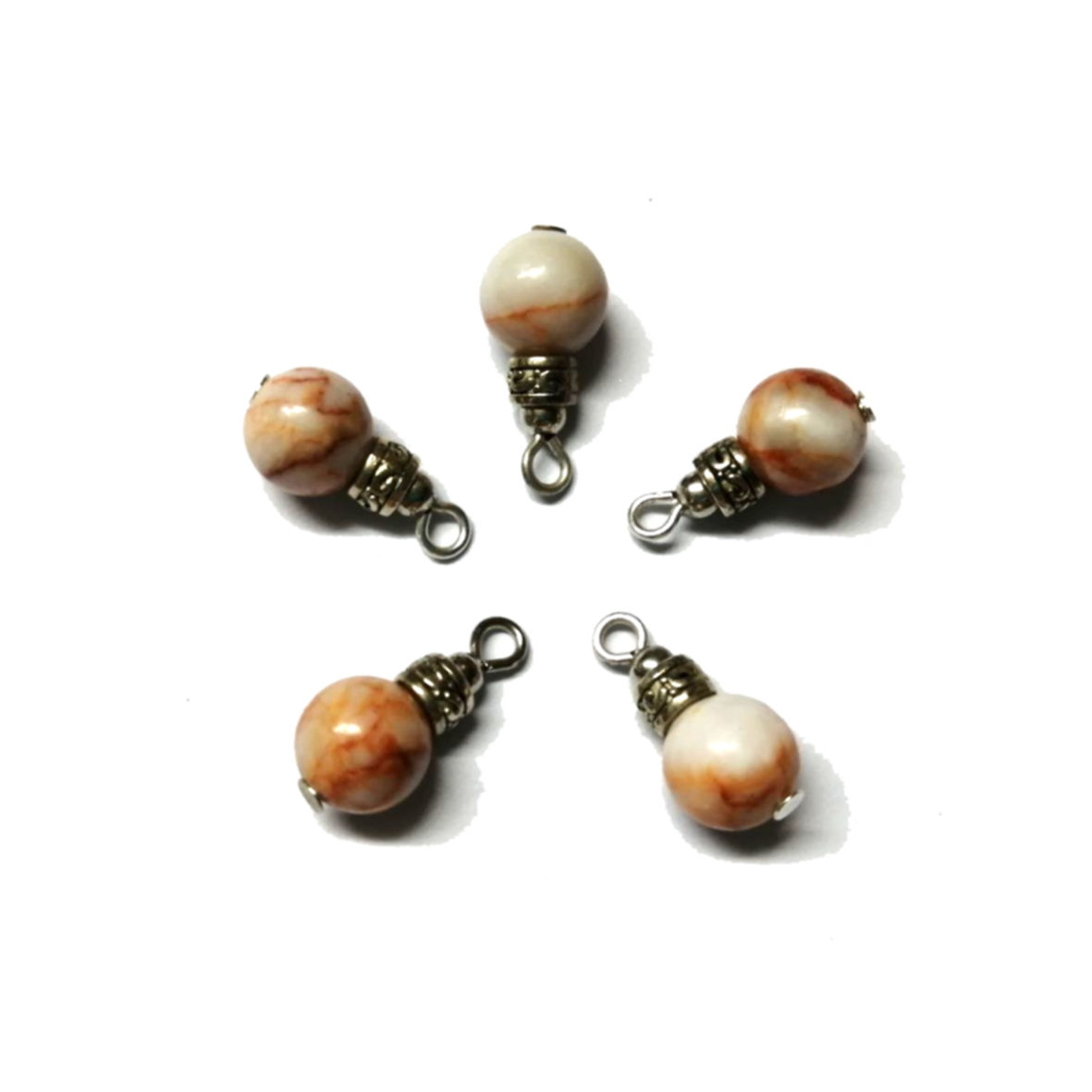 Charm/Pendant - Red Jasper Bead 8mm/ 1pc - Total+/-18mm