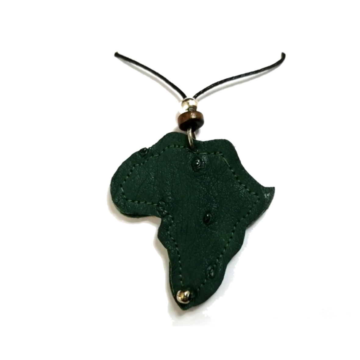 Genuine Ostrich Leather  Pendant Necklace African map